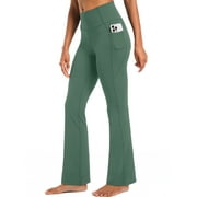 NELEUS Womens Flare Leggings for Yoga Workout Lycra High Waist Stretch Bootcut Pants with Two Pockets,Lake Green,US Size S